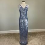 AQUA Sleeveless Sequin Evening Gown Size 6 Blue Thigh Slit Long Formal Dress by Photo 3