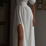 Commense Frenchy Button Split Long Dress size L White Size L Photo 0