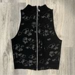 Rebecca Minkoff  Black Floral Sleeveless Cropped Top Full Zip Back Shirt Size XS Photo 3
