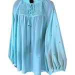 Hayden Los Angeles Sheer Turquoise Blouse Photo 4