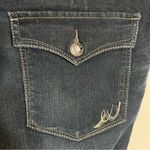 EXPRESS Women’s  Stella Flare Low Rise Dark Wash Jeans Size 10 Flap Back Pocket Photo 9