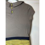 Boden Women Lila Dress 8L Gray Yellow Striped Peter Pan Collar Cap Sleeve Retro Size 8 Photo 10