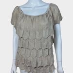 White House | Black Market WHBM Gold Shimmer Tiered Sweater Photo 0