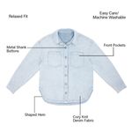 Members Mark Shirt Women Large Blue Acid Wash Denim Relaxed Soft Knit Button New Photo 3