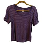 Calia by Carrie Underwood Purple Striped Athletic Tee w/ Knotted Cut Out Sleeve Size XL Photo 0