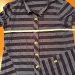 John Mark  Striped Button Down 3/4 Sleeve Blouse‎ Navy Size Small Photo 6