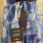 Lulus  Bloom Wildly Maxi Dress Navy Blue Floral Organza Sleeveless Size Small Photo 7
