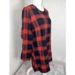 BCBGMAXAZRIA New! Orange & Black LongSleeve Plaid Ruffled Dress Medium Photo 1