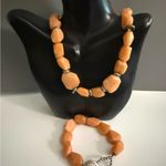 Vintage Mexico Pale Orange Quartz Necklace Bracelet Set Sterling Silver Photo 0