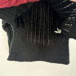 Aerie  Black Crochet Sheer Knit Quarter Zip Sweater Size Small Photo 6
