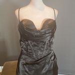 Women’s Black Full Length Prom Party Dress Criss Cross Straps & Leg Slit Size 10 Photo 1