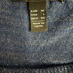 Mango MNG  Blue Sparkly Silver Metallic Thread Long Sleeve Womens Top Size‎ L Photo 10