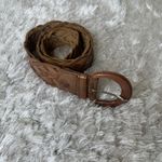 Tan Brown Woven Leather Wide Belt Vintage 38" x 2" Photo 4
