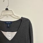 Denim & Co . Long Grey Sleeve Flatback Rib Knit Duet Tunic Size Large Photo 6