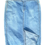 NY Jeans Vintage Cotton Denim Jean Midi Skirt Front Slit Size 16 Y2K Photo 0