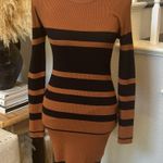 LULUS Thankful for You Brown and Black Striped Sweater Dress Size Medium Photo 2
