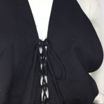 Elan  Halter Lace Up Front Romper Cover Up Photo 4