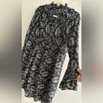 The Kooples FLAWED  Rodeo Snake Print Silk Ruffle Dress, Black/Cream, Size Small Photo 2