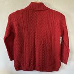 HIGHLAND Home Industries Women's XL Red Cable Knit Pure Wool Cardigan Sweater Photo 3
