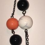 Gunmetal Gray Dark Metal Orange White Blue Beaded Ball Chain Boho Necklace Photo 4