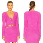 NWT JONATHAN SIMKHAI Paytra Fuzzy Knit Mini Skirt in Hot Pink Photo 2