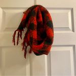 Classic Red & Black Buffalo Plaid Tassel Scarf Unisex Womens One Size Photo 1