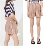 Maje 💕💕 Paillette Pleated Sequined Tulle Shorts High Rise ~ Metal Pink 38 NWT Photo 2