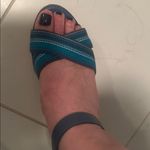 Cole Haan  Nike air sole Blue Wedge Sandals cork and fabric awesome comfy 9 Photo 9