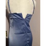 We Wore What  Cowl MIDI Sleeveless Satin Charmeuse Slate Blue Dress 0 Photo 6
