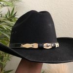 Summit Hats Black Leather Suede Wool Felt Cowboy Cowgirl Hat Cap Size L Photo 3