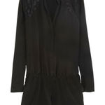 Maje  Black Silk & Lace Romper Size 38 (Medium) Quiet Luxury Feminine Party Photo 0