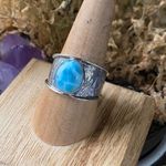 Sterling Silver Natural Larimar  Ring Size 9.5 Photo 2