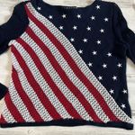 Norton Studio USA Flag Crochet Sweater Size PS. Patriotic Blue Photo 1