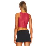 Miaou Jinx Top in Strawberry Large New Womens Faux Leather Vegan Cropped Tank Red Photo 1