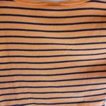 Tommy Hilfiger VTG Y2K 2002 TOMMY JEANS ORANGE NAVY STRIPE LETTUCE LEAF HEM FITTED RIBBED TEE Photo 6