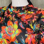 ASOS dusty Daze mini dress with high collar and clasps in dark floral print long Photo 1