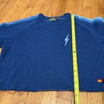 Aviator Nation  Blue Bolt Embroidery Classic Cropped Crew Sweatshirt Size Medium Photo 5