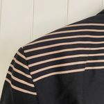 Jones Wear Studio women’s black tan striped stretch shoulder pad button blazer Size L Photo 7
