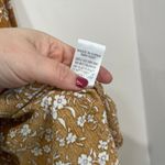 THML Mustard Smocked Floral Blouse Ruffle Sleeve Boho Chic Top Size Medium Photo 4