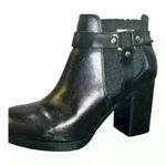 Christian Siriano black chunky block heel gold strap ankle boot size 10 Photo 2