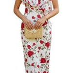 Fame & Partners Aubrieta One Shoulder Ruffle Midi Dress Briar Rose Floral Size 6 White Photo 0