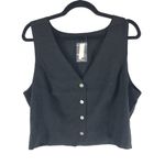 Madewell Womens Katrina Crop Vest Top in Softdrape Button Front Black 14 Photo 2