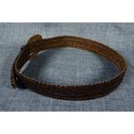 Brown Herringbone Woven Braided Leather Belt Size M/L 40" Vintage 80s 90s Y2K Photo 5