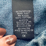 Holiday Editions Halloween Blue Denim Button Top 1X Pumpkin Black Cat Star Moon Photo 6