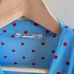 ZARA Top S Womens Blue Chiffon Sheer Red Dots Wrap Casual Short Sleeves Ladies Photo 2
