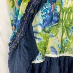 Anthropologie Guinevere size large Blue Green Knit Cardigan open front linen water Photo 5