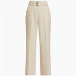 Elie Tahari  Diana Pinstriped Belted Pants Sand and White Stripe size 8 NWT $345 Photo 1