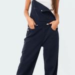 Edikted Overalls Womens Size XL Sk8ter Wide Leg Soft Denim Dark Blue Full Length Photo 1