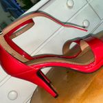 Red Leather High Heels Size 7.5 Photo 0