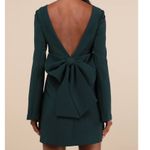 Lulus  NWT Elegant Cutie Emerald Bow Bell-Style Long Sleeve Backless Mini Dress Photo 4